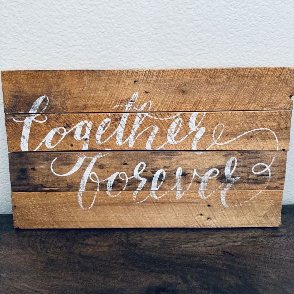 Together Forever Wood Plank Rustic Farmhouse Wall Art Decor